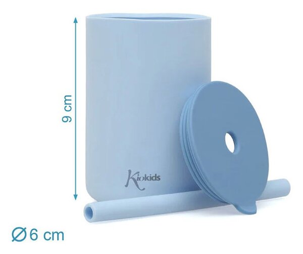 Ποτήρια Εκπαιδευτικά 180ml Με Καλαμάκι (Σετ 2τμχ) Kiokids Σιέλ 3509