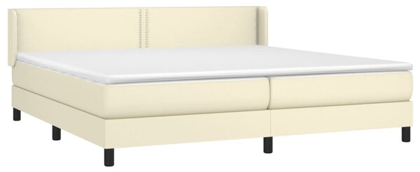 VidaXL Κρεβάτι Boxspring με Στρώμα Κρεμ 200x200 εκ. Συνθετικό Δέρμα