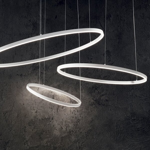 IDEAL LUX Ιδανική κρεμαστή λάμπα LED Lux Oracle Slim Ø 90 cm λευκή 3.000 K, Λευκό, Σαλόνι / τραπεζαρία, Μέταλλο, σύγχρονο