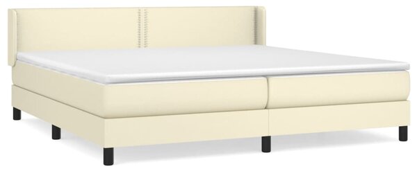 VidaXL Κρεβάτι Boxspring με Στρώμα Κρεμ 200x200 εκ. Συνθετικό Δέρμα