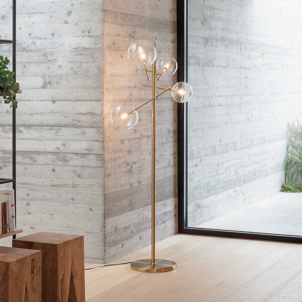 IDEAL LUX Ιδανικός φωτιστικός δαπέδου Equinoxe της LUX, ορείχαλκος/κεχριμπάρι, ύψος, Χρυσό / Ορείχαλκου, Σαλόνι / τραπεζαρία, Μέταλλο