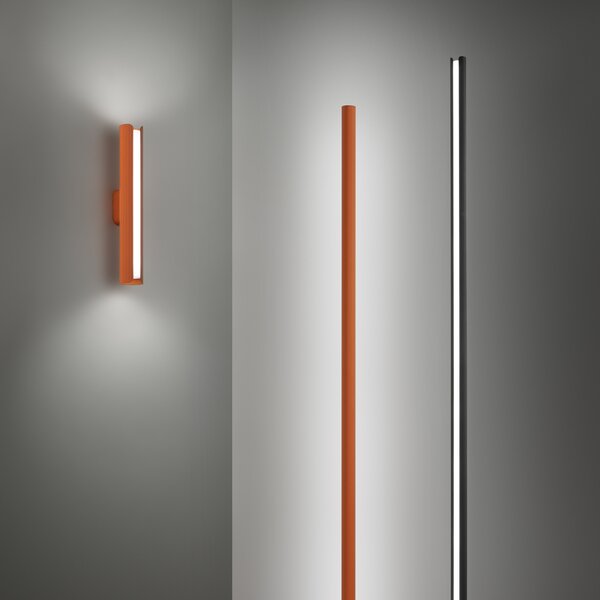 IDEAL LUX Φωτιστικό τοίχου LED Dorica, πορτοκαλί, ύψος 30 cm, μέταλλο, Πορτοκαλί, Σαλόνι / τραπεζαρία, Αλουμίνιο, σύγχρονο