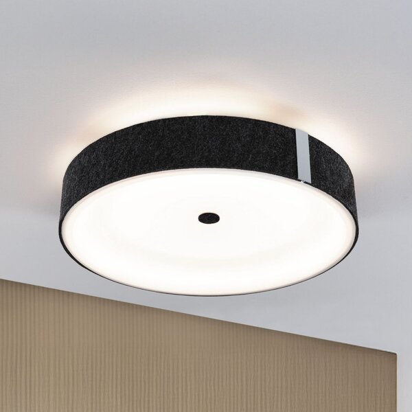 Paulmann Smart LED-Deckenlampe Malika ανθρακί Ø 40 cm Φελτ, ρυθμιζόμενος, Γκρι, Σαλόνι / τραπεζαρία, Ύφασμα / Κλωστοϋφαντουργία, σύγχρονο, Οροφή στρογγυλή άμεση