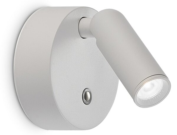 IDEAL LUX Φωτιστικό τοίχου LED με μπαταρία Bean, λευκό, πλάτος 8 cm, ρυθμιζόμενος, Λευκό, Σαλόνι / τραπεζαρία, Μέταλλο, σύγχρονο