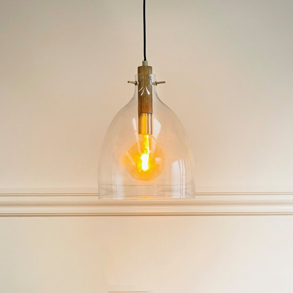 Dyberg Larsen Κρεμαστή λάμπα Bistro, Ø 30 cm, διαφανές, γυαλί, ρυθμιζόμενος, Διαφανές, Σαλόνι / τραπεζαρία, Γυαλί, σχεδιασμός