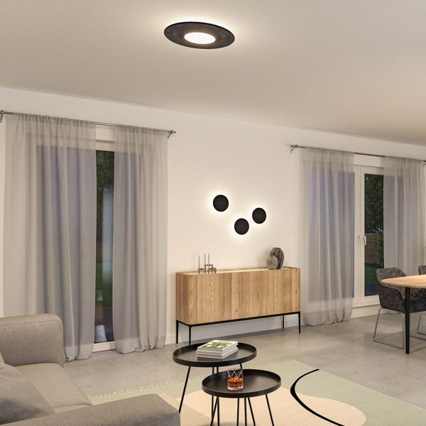 Paulmann Smart LED-Deckenlampe Tulga, ανθρακί Ø 45 cm Φελτ, ρυθμιζόμενος, Γκρι, Σαλόνι / τραπεζαρία, Ύφασμα / Κλωστοϋφαντουργία, σύγχρονο, Οροφή στρογγυλή άμεση