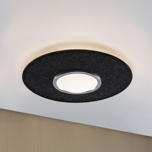 Paulmann Smart LED-Deckenlampe Tulga, ανθρακί Ø 45 cm Φελτ, ρυθμιζόμενος, Γκρι, Σαλόνι / τραπεζαρία, Ύφασμα / Κλωστοϋφαντουργία, σύγχρονο, Οροφή στρογγυλή άμεση