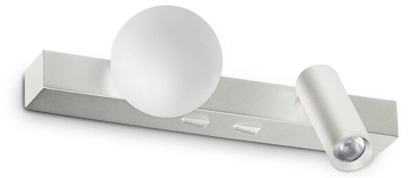 IDEAL LUX Φωτιστικό τοίχου LED Binomio λευκό, πλάτος 22 εκ., μέταλλο, 2 λάμπες, Λευκό, Σαλόνι / τραπεζαρία, Μέταλλο, σύγχρονο, Προβολέας τοίχου