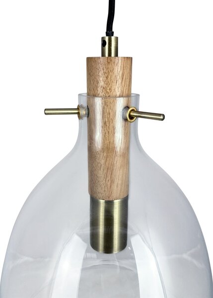 Dyberg Larsen Κρεμαστή λάμπα Bistro, Ø 30 cm, διαφανές, γυαλί, ρυθμιζόμενος, Διαφανές, Σαλόνι / τραπεζαρία, Γυαλί, σχεδιασμός