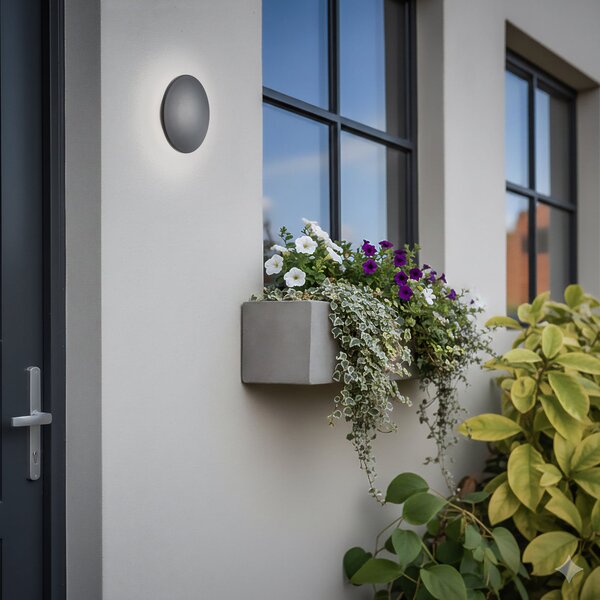 Nowodvorski Lighting LED φωτιστικό τοίχου Aria M, μαύρο, αλουμίνιο, Ø 18 cm, Μαύρο, Αλουμίνιο
