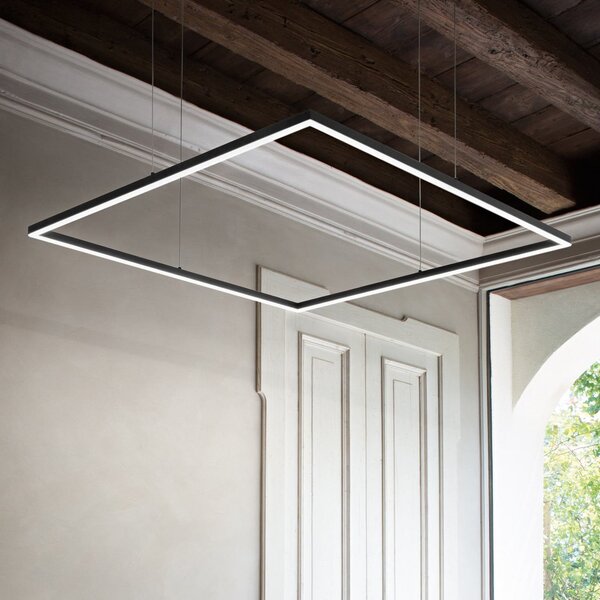 IDEAL LUX Ideal Lux LED κρεμαστή Oracle Slim 90 x cm μαύρο 3.000 K, Μαύρο, Σαλόνι / τραπεζαρία, Αλουμίνιο, σύγχρονο