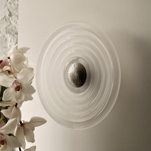 Tom Dixon LED απλίκα Press Sphere Mini, παγωμένη Ø 22 cm, ρυθμιζόμενος, Λευκό, Μπάνιο, Γυαλί, σχεδιασμός