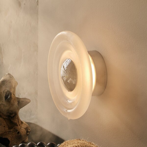 Tom Dixon LED απλίκα Press Sphere Mini, παγωμένη Ø 22 cm, ρυθμιζόμενος, Λευκό, Μπάνιο, Γυαλί, σχεδιασμός