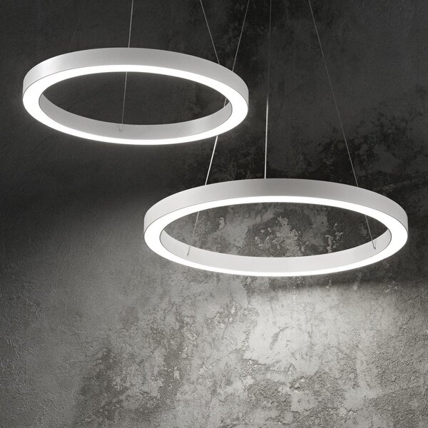 IDEAL LUX Ideal Lux LED κρεμαστή λάμπα Oracle, Ø 50 cm, λευκό, 3.000 K, Λευκό, Σαλόνι / τραπεζαρία, Αλουμίνιο, σύγχρονο