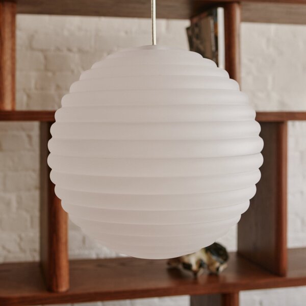 Tom Dixon LED κρεμαστό φωτιστικό Press Sphere, παγωμένο, Ø 30 cm, ρυθμιζόμενος, Λευκό, Σαλόνι / τραπεζαρία, Γυαλί, σχεδιασμός