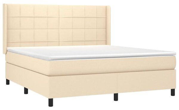 VidaXL Κρεβάτι Boxspring με Στρώμα Κρεμ 160x200 εκ. Υφασμάτινο