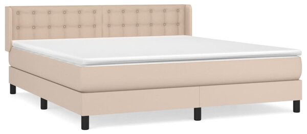 VidaXL Κρεβάτι Boxspring με Στρώμα Καπουτσίνο 180x200 εκ. Συνθ. Δέρμα