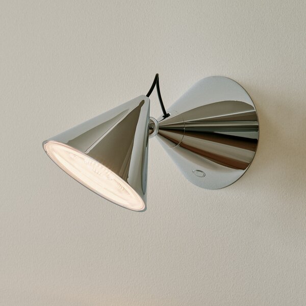 Tom Dixon LED απλίκα Pose, ασημί, 21 cm, πλαστικό, ρυθμιζόμενος, Μεταλλικό, Σαλόνι / τραπεζαρία, Μέταλλο, σχεδιασμός, Στρογγυλό τοίχο