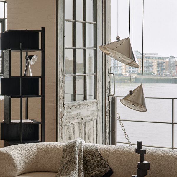 Tom Dixon LED κρεμαστό φωτιστικό Pose, ασημί, Ø 43 cm, ατσάλι, ρυθμιζόμενο, ρυθμιζόμενος, Μεταλλικό, Σαλόνι / τραπεζαρία, Μέταλλο, σχεδιασμός