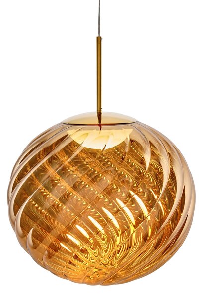 Tom Dixon LED κρεμαστή λάμπα Whirl, χρυσή, 45 cm, πλαστικό, ρυθμιζόμενη ένταση, ρυθμιζόμενος, Χρυσό / Ορείχαλκου, Σαλόνι / τραπεζαρία, Πλαστικό, σχεδιασμός