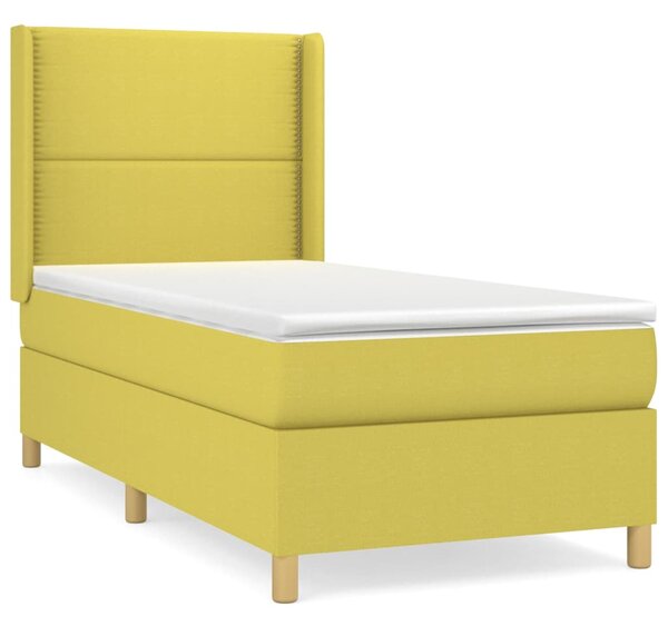 VidaXL Κρεβάτι Boxspring με Στρώμα Πράσινο 100 x 200 εκ. Υφασμάτινο