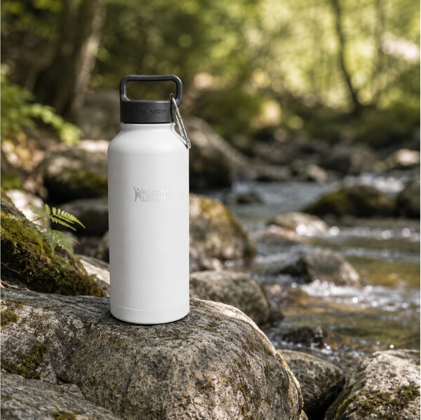 Μπουκάλι Θερμός Stein Healthy Human με χωρητικότητα 950ml και διατήρηση θερμοκρασίας 12h ζεστό / 24h κρύο - Pure White