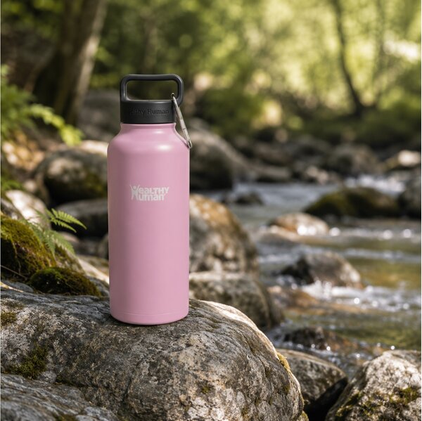 Μπουκάλι Θερμός Stein Healthy Human με χωρητικότητα 950ml και διατήρηση θερμοκρασίας 12h ζεστό / 24h κρύο - Petal Pink