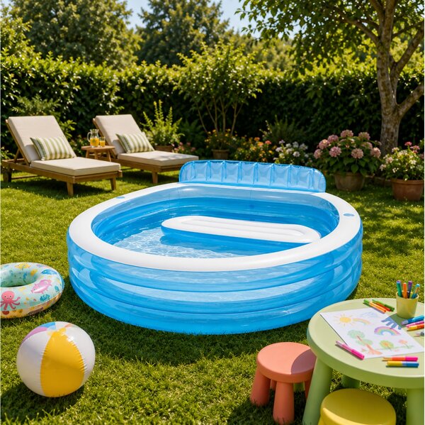 Φουσκωτή πισίνα Intex Swim Center Family Lounge οικογενειακή, με χωρητικότητα 590lt και διαστάσεις 229x218x79cm