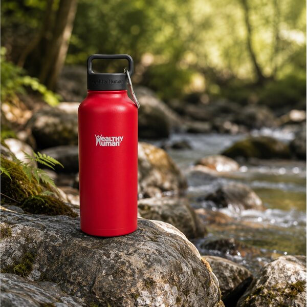 Μπουκάλι Θερμός Stein Healthy Human με χωρητικότητα 950ml και διατήρηση θερμοκρασίας 12h ζεστό / 24h κρύο - Red Hot
