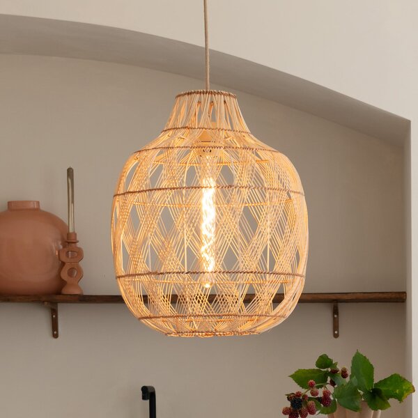 Good & Mojo GOOD MOJO Κρεμαστό φωτιστικό Mendoza, φυσικό, 40 cm, μπαμπού, E27, ρυθμιζόμενος, Ξύλου, Σαλόνι / τραπεζαρία, Μπαμπού, σχεδιασμός