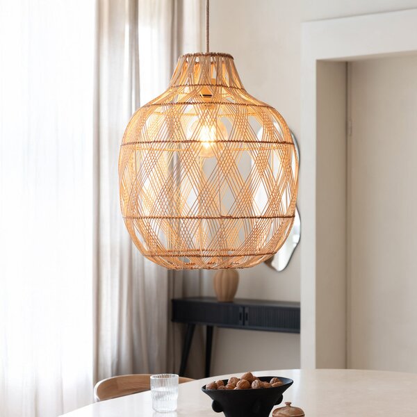 Good & Mojo GOOD MOJO Κρεμαστό φωτιστικό Mendoza, φυσικό, 40 cm, μπαμπού, E27, ρυθμιζόμενος, Ξύλου, Σαλόνι / τραπεζαρία, Μπαμπού, σχεδιασμός