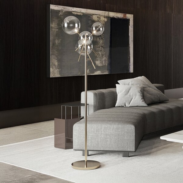 IDEAL LUX Ιδανικός φωτιστικός δαπέδου Equinoxe της LUX, χρώμιο/γκρι καπνού, ύψος, Ασημένιο, Σαλόνι / τραπεζαρία, Μέταλλο