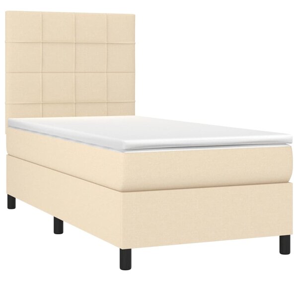 VidaXL Κρεβάτι Boxspring με Στρώμα Κρεμ 80 x 200 εκ. Υφασμάτινο