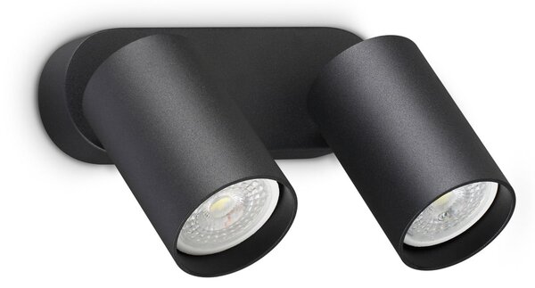 IDEAL LUX Επιτοίχιος προβολέας Dynamite Round μαύρος 16,5 εκ. 2 λάμπες, Μαύρο, Σαλόνι / τραπεζαρία, Μέταλλο, σύγχρονο
