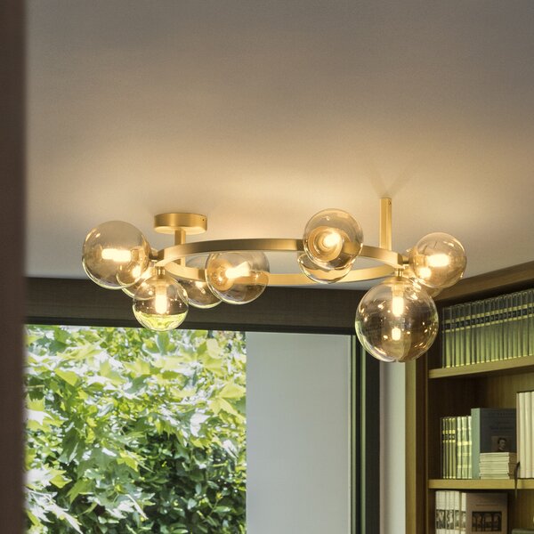 IDEAL LUX Φωτιστικό οροφής Perlage ορείχαλκος/κεχριμπάρι Μήκος 70 εκ. 10, Χρυσό / Ορείχαλκου, Σαλόνι / τραπεζαρία, Μέταλλο