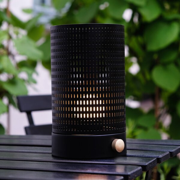 Dyberg Larsen LED φορητή επιτραπέζια λάμπα Mesh, μαύρη, ύψος 20 cm, ρυθμιζόμενος, Μαύρο, Σαλόνι / τραπεζαρία, Μέταλλο, σχεδιασμός