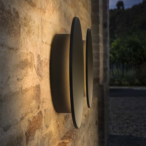 IDEAL LUX Εξωτερικός φωτιστικός τοίχου LED Punto μαύρος Ø 30 cm, Μαύρο, Μέταλλο, σύγχρονο