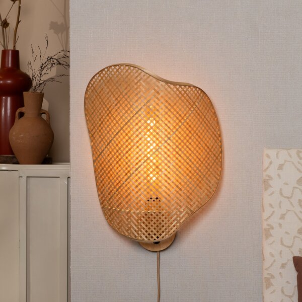 Good & Mojo GOOD MOJO Φωτιστικό τοίχου Kinabalu, φυσικό, 50 cm, μπαμπού βύσμα, Ξύλου, Σαλόνι / τραπεζαρία, Μπαμπού