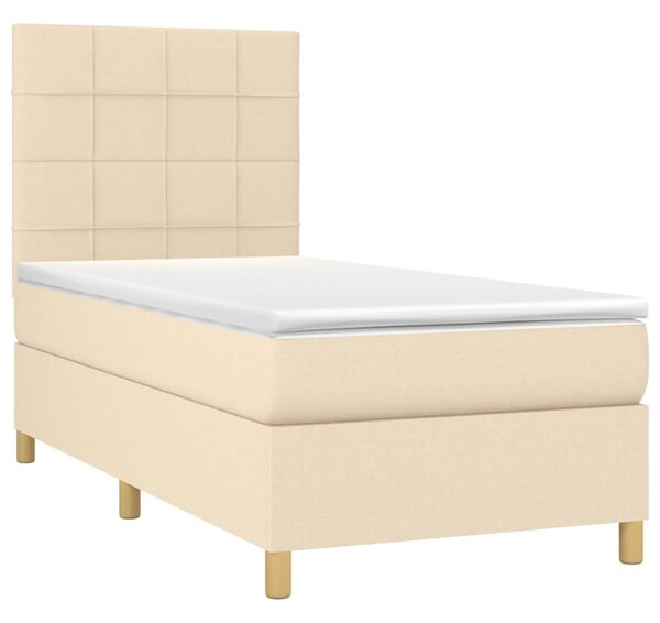 VidaXL Κρεβάτι Boxspring με Στρώμα Κρεμ 80 x 200 εκ. Υφασμάτινο