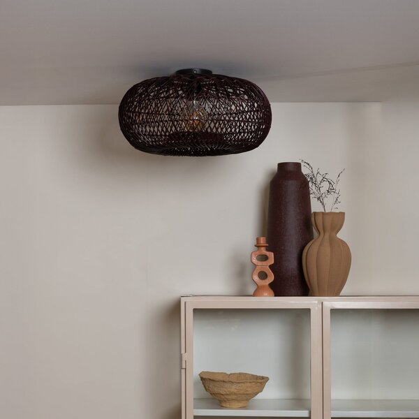 Good & Mojo GOOD MOJO Φωτιστικό οροφής Arizona, κόκκινο, Ø 50 cm, μπαμπού, E27, ρυθμιζόμενος, Κόκκινο, Σαλόνι / τραπεζαρία, Μπαμπού