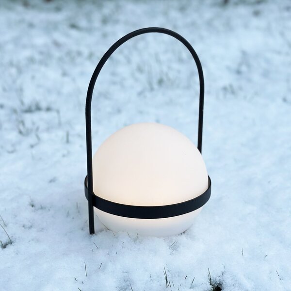 Dyberg Larsen LED ηλιακή λάμπα Summer, λευκό/μαύρο ύψος 26 cm, ρυθμιζόμενος, Μαύρο, Μέταλλο, σχεδιασμός
