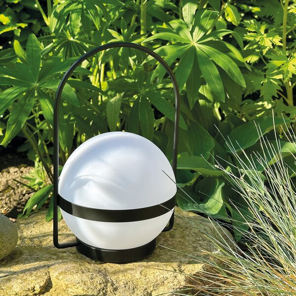 Dyberg Larsen LED ηλιακή λάμπα Summer, λευκό/μαύρο ύψος 26 cm, ρυθμιζόμενος, Μαύρο, Μέταλλο, σχεδιασμός