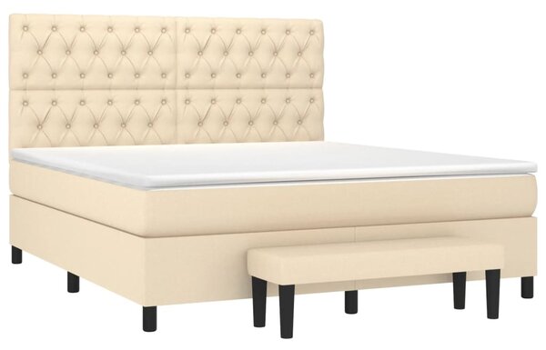 VidaXL Κρεβάτι Boxspring με Στρώμα Κρεμ 160x200 εκ. Υφασμάτινο