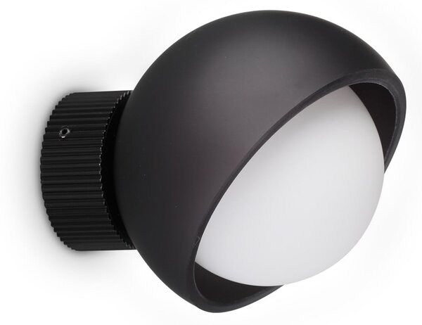 IDEAL LUX Απλίκα τοίχου Bloom, μαύρο, Ø 12 cm, μέταλλο, Μαύρο, Σαλόνι / τραπεζαρία, Μέταλλο, σύγχρονο
