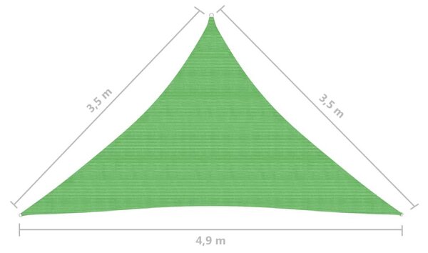 Πανί Σκίασης Ανοιχτό Πράσινο 3,5x3,5x4,9 μ. από HDPE 160 γρ./μ² - Πράσινο