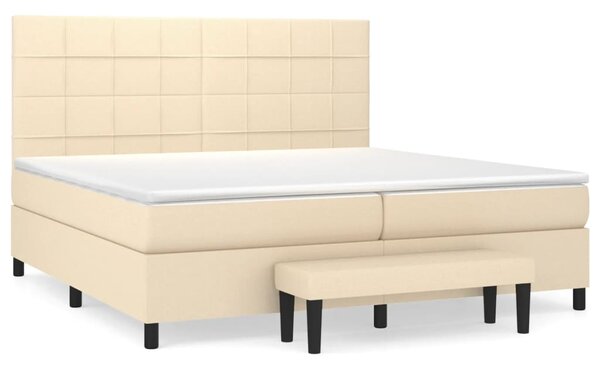 VidaXL Κρεβάτι Boxspring με Στρώμα Κρεμ 200x200 εκ. Υφασμάτινο