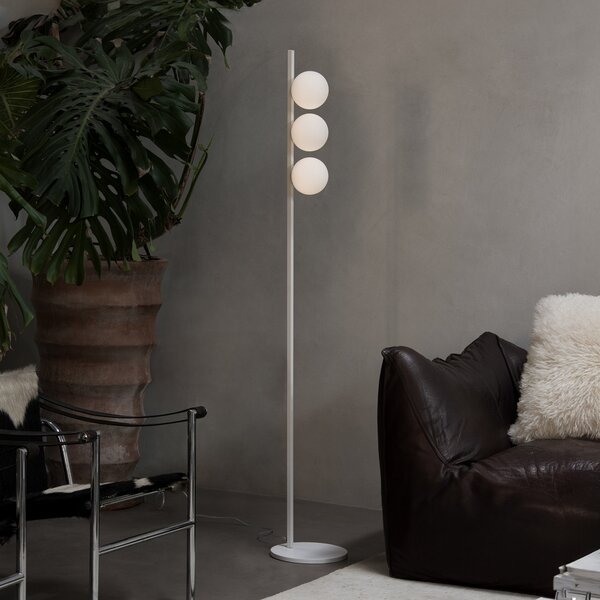 IDEAL LUX Λάμπα δαπέδου Binomio λευκή, ύψος 160 εκ., μέταλλο, 3 φωτιστικά, Λευκό, Σαλόνι / τραπεζαρία, Μέταλλο, σύγχρονο