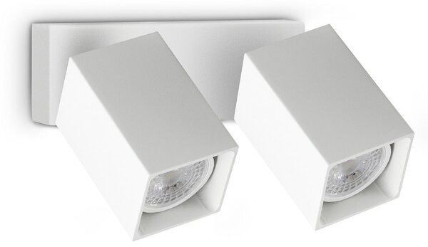 IDEAL LUX Επιτοίχιος προβολέας Dynamite Square, λευκός, 16,5 εκ., 2 λάμπες, Λευκό, Σαλόνι / τραπεζαρία, Μέταλλο, σύγχρονο