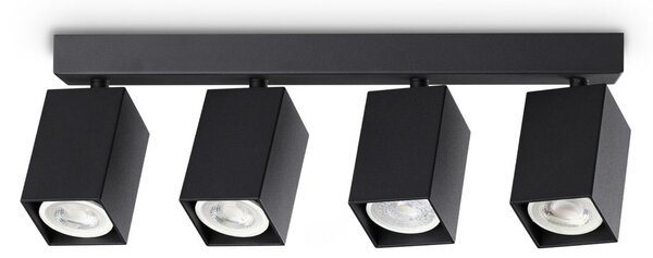 IDEAL LUX Προβολέας οροφής Dynamite Square μαύρος 38 cm 4 λάμπες, Μαύρο, Σαλόνι / τραπεζαρία, Μέταλλο, σύγχρονο