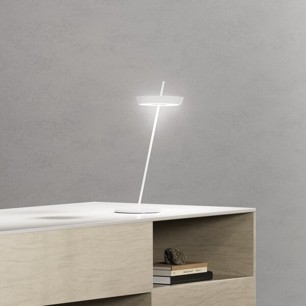 Sigor LED-Akku-Τραπεζοκαθιστικό Mahina, λευκό, ύψος 36 cm, μέταλλο, CCT, ρυθμιζόμενος, Λευκό, Σαλόνι / τραπεζαρία, Αλουμίνιο, σύγχρονο